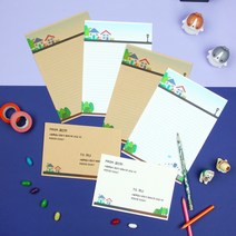 일러스트 편지지 (자체제작), 흰색, 편지지6장 + 봉투3장