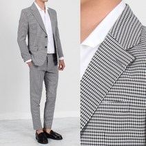 세컨에디션 씨어써커 고방체크 여름 정장