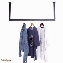 코코디피 옷가게용 주문제작 천장 벽면 부착 파이프 행거 천정 고정 헹거 옷걸이 봉, 20각 + 가로 100cm와 폭 100cm + 은색, 1개