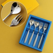 인스푼 티스푼포크 돌답례품 티스푼세트, 엔젤하트 4P (포크2+티스푼2), 인쇄 / 포장 (빨강도트)