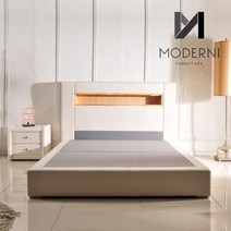 모더니가구 로더 LED 가죽침대, 밀크, 슈퍼싱글