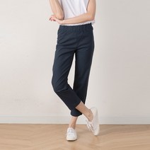 펀한사이즈 여성용 빅사이즈 린넨 스판 8부 일자 밴딩팬츠 긴바지