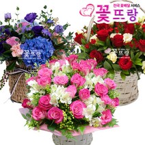 꽃뜨랑 축하꽃바구니 생일선물 축하선물 기념일 전국당일꽃배달, B04 화이트블루