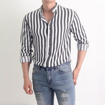 코코로맨틱 남성 차이나카라 스트라이프 셔츠 3 color