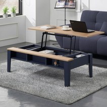 텐포 트랜스포머 기능성 리프트 업 쇼파 테이블 1200, 네이비오크