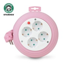 러그박스 멀티탭 4구 릴형콘센트 과부화차단 전기연장선 핑크색상, 1개, 3m