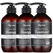 키렌 모이스처 네이처 샴푸2개+트리트먼트1개 헤어세트 스위트부케향 500ml, 1세트