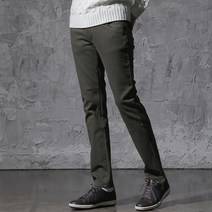 지기젠 남성용 기모청바지 카키 일자 본딩 면 바지