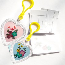 꽃누르미 아크릴가방고리만들기쎄트, 하트가방고리