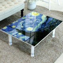 디에스리빙 액자테이블 밥상 5단높이조절 S 600X400, 고흐 별이빛나는밤