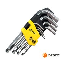 베스토 육각 볼렌치세트 9PCS 숏 130mm L 렌치 셋트 육각렌치 볼렌치셋트, 9개