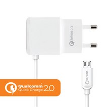 리큐엠 마이크로5핀 충전기 2.4A QC2.0 일체형 퀵차지, 화이트