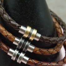 동서스토어 빈티지 스텐 자석 마감-2단홈(4 5.6mm) 가죽팔찌 재료 추천, 신주버니쉬-4mm, 1개