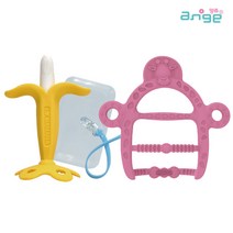 앙쥬 치발기 세트(집게끈+케이스) + 팔찌치발기 치아발육기, 왕바나나  치발기 세트(집게끈+케이스), 팔찌 치발기 기린(핑크)