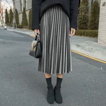 화이트폭스 벨벳플리츠허리밴딩롱스커트 스커트