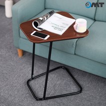 OMT 원목 티테이블 철제프레임 사이드테이블 협탁 식탁 소파 미니 침대 보조 테이블 ONA-CA1, 브라운