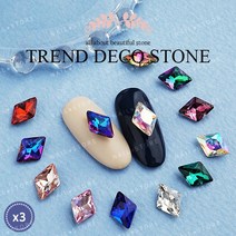 블링볼드스톤-멀티쉐입컷(다이아/10x8mm) 11컬러/브이컷스톤/네일스톤, 11-오색블루(3개입)