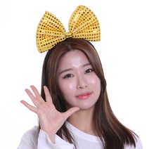 뉴큐티 리본 머리띠 중 옐로우 파티 용품 소품 응원, 단품