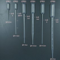 일회용 스포이드 눈금 0.1ml단위(4320-0611) 100ea 전체 116mm 산성용액 사용 가능, 100개입
