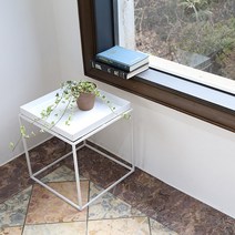 스틸큐브 테이블/북유럽 철제테이블/400x400 (white), 화이트