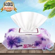 Pogny 포그니 빅사이즈 60매 물티슈 엠보싱 여행용 물휴지 영유아 티슈 출산용품, 1개