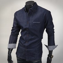 체크P 데님 청 셔츠 남방 NDF971S