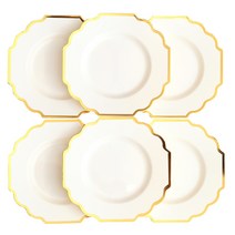 [데일리굿] 플라스틱 로얄골드 파티 접시 17cm 6개 일회용접시, 1세트