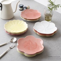 살림의기품 일제 오다꽃잎 접시 17cm- 4type 3color, 옐로우