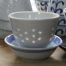 중국 도자기 찻잔 받침 세트 2호/골동품 재연 보이차 잔+받침