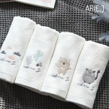 아리제이 밤부100% 퓨리티 코지 페이스타올 2장세트 유아목욕타월, 곰고미+선인장, 1세트