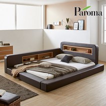 세진침대 파로마 메리엘 LED저상형침대+솔리드본넬매트리스, 초코브라운