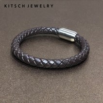 키치쥬얼리 가죽팔찌 빈티지 다크브라운