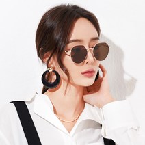 더브릴레 패션 남 여 다각형 라운드 공용 미러 선글라스