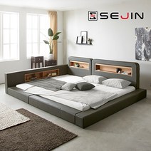 세진침대 스마일 LED 수납 오픈형 패밀리침대, 4-1.오픈형 패밀리침대-프레임만_모카그레이