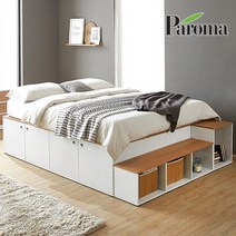 세진침대 파로마 파인 평상형 벙커 수납 침대+솔리드본넬 매트리스, 파로마 파인 평상 벙커수납침대_화이트