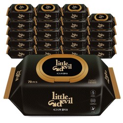 [고평량 +70gsm] 리틀데블스 시그니처 고평량 물티슈 70gsm 70매 x 20팩, 20개, 70매
