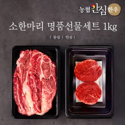 농협안심한우 소한마리 명품선물세트 1등급 1kg (등심600g + 안심400g) + 부직포가방