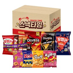 스낵타임 11종 봉지과자 간식세트 (꼬깔콘,치토스,도리토스,꿀꽈배기,포스틱,감자깡,고구마깡 등), 1세트, 543g