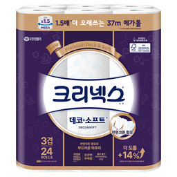 크리넥스 3겹 데코&소프트 천연펄프 고급롤화장지 - 당신의 욕실을 특별하게