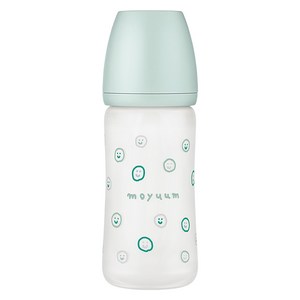 모윰 유아용 해피모어 에디션 실리콘 코팅 노꼭지 유리젖병, 민트, 240ml, 1개