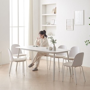 보니애가구 나탈리 포세린 세라믹 1800 식탁 + 의자 세트 방문설치, 화이트 + 화이트, 일반의자 6