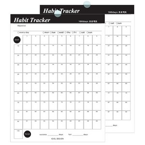 아이씨엘디자인 habit tracker 100days 목표달성 플래너 7매 타공 랜덤 발송, 혼합색상, 2개