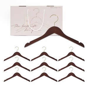 메이네티 원목 옷걸이 10p + 기프트 세트 43cm, 1세트, 월넛