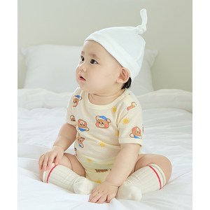 TOPTEN 탑텐 KIDS 남여공용) 유아 버비 코튼 메쉬 반소매 반팔 바디수트 (2PACK)_MKF5UI3306 MKF5UI3306 400864