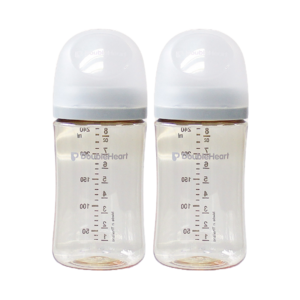 더블하트 모유실감 3세대 PPSU 노꼭지 젖병 트윈팩, 새벽그레이, 240ml, 2개