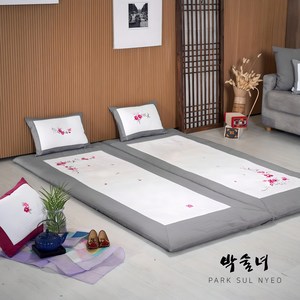 [공식판매처] 박술녀 자수광목 도톰한 요세트 보료 매트 요매트 요솜 토퍼 쇼파패드 (작품명 화연) 25년 최신상 볼룸 업그레이드 부모님선물 빠른배송, 그레이