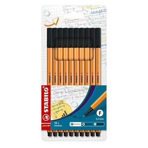 STABILO 파인라이너 포인트 88 18개 지갑 다양한 색상 미국 558837, Art, 1 Count (Pack of 10), Black