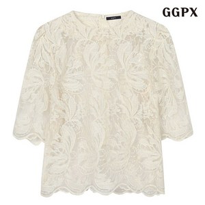GGPX 레이스 플라워 반팔 블라우스 GPBBA035D