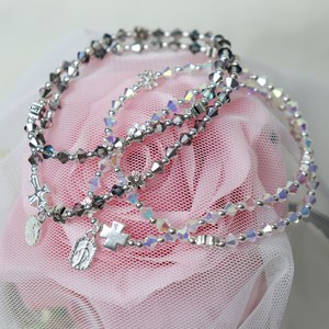 성모님의 은총 5단 묵주팔찌, 16cm, 1개, 화이트크리스탈