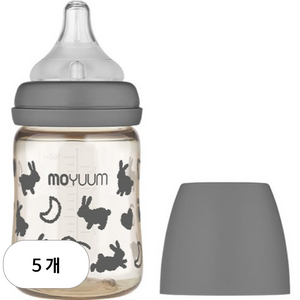 모윰 PPSU 올인원 유꼭지 젖병, 블랙, 170ml, 5개